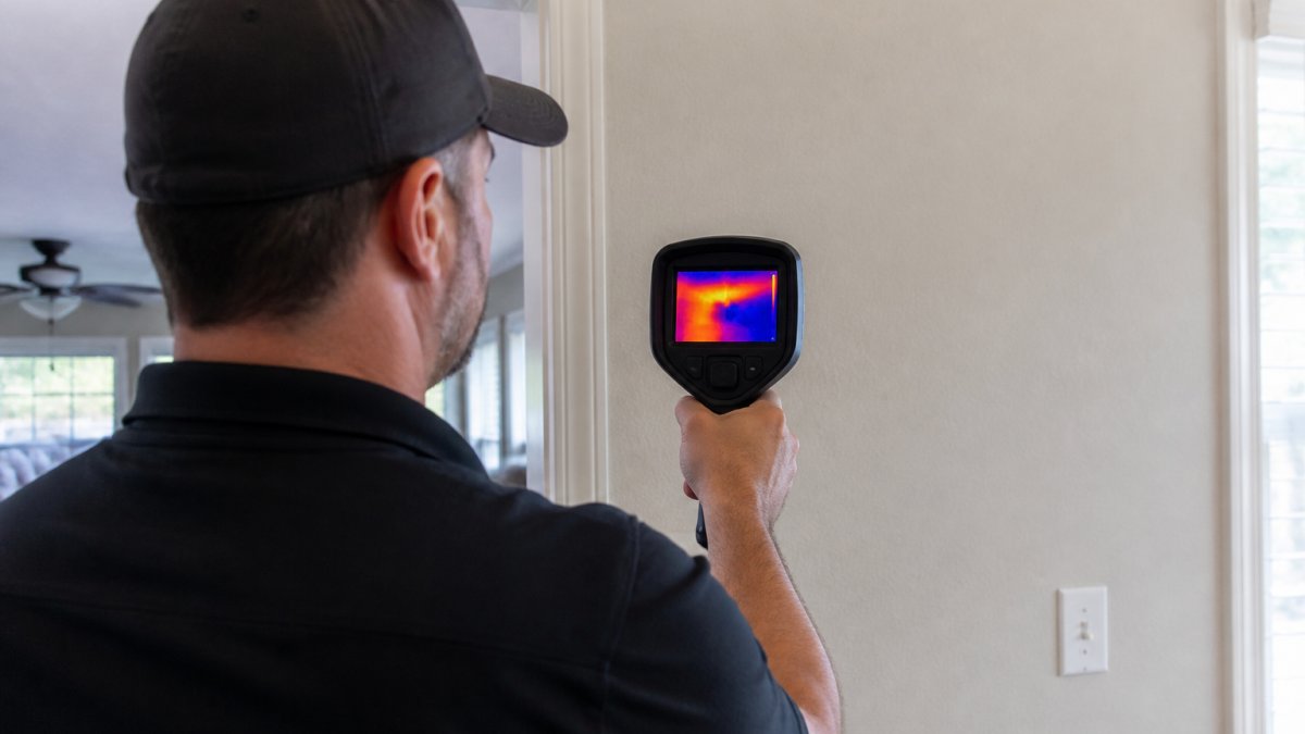 Infographic showing how thermal imaging for home inspection cost reveals hidden moisture and heat loss behind walls.